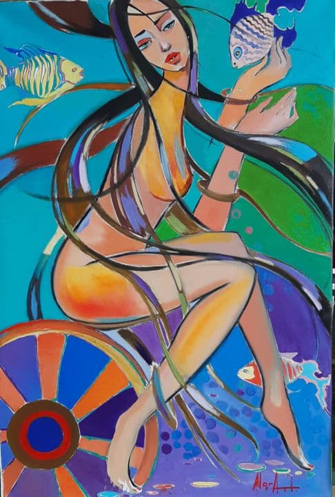 Mermaid (65x95cm, oil/canvas, ready to hang)